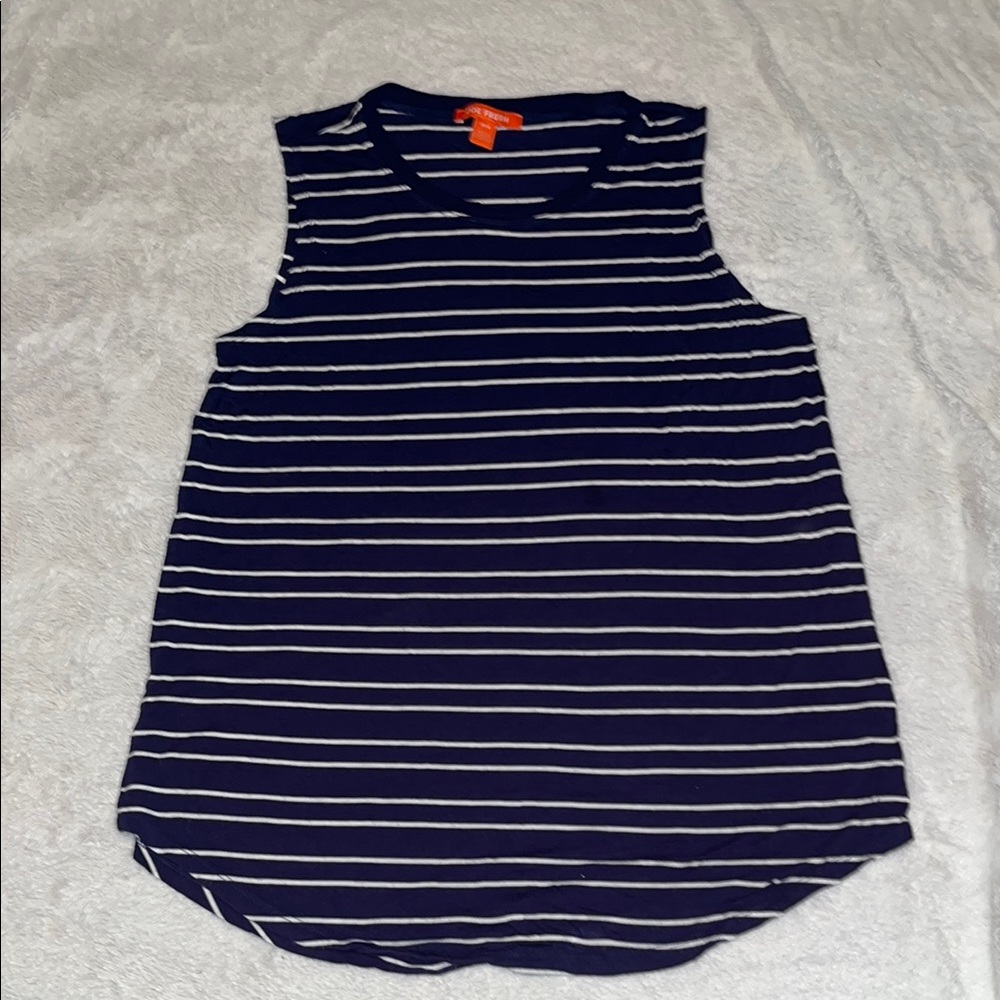joe fresh navy and white striped tank top